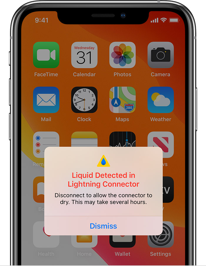 宁都苹果手机维修分享iPhone 12 在充电时出现 “闪电接口检测到液体”的提示怎么办 